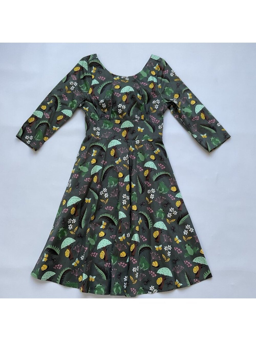 Eva Rose Women’s Retro Vintage Print Dress 3/4 Sleeves Printed Size S